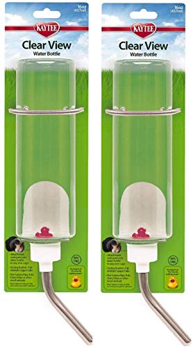 Kaytee Small Animal Clear Water Bottle, 16 Ounces Per Bottle (2 Pack)