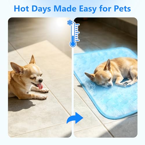MCEAST Cat Cooling Mat 20" x 16" Self Cooling Pad for Smal Dogs Cats Non-Slip Cool-Chill Mats Summer Pet Blanket with Storage Bag Washable Cool Pet Pad for Floor Sofa Bed Car Travel, Small - size: Small
