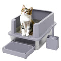 RIZZARI Open Cat Litter Box: Stainless, High Sided, Easy Clean | Spacious for Large Cats / 304 Stainless Anti-Odor / 6.5" Splash Guard / Leak-Proof Seams / Apartments & Laundry - color: Cool Gray