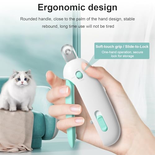 Cat Nail Clipper and Trimmer with 3 Adjustable Safety Levels Trimming Hole, Professional Indoor Kitten Supplies, Puppy Grooming Tools, with Debris Catcher & Hidden Nail File Blue - color: Blue