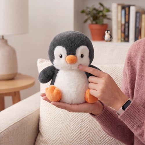 Ditucu Palm-Sized Penguin Stuffed Animals Cute Soft Mini Plush Doll Small Plushies Toys Gifts for Kids Black White 6 inch - style: Penguin A