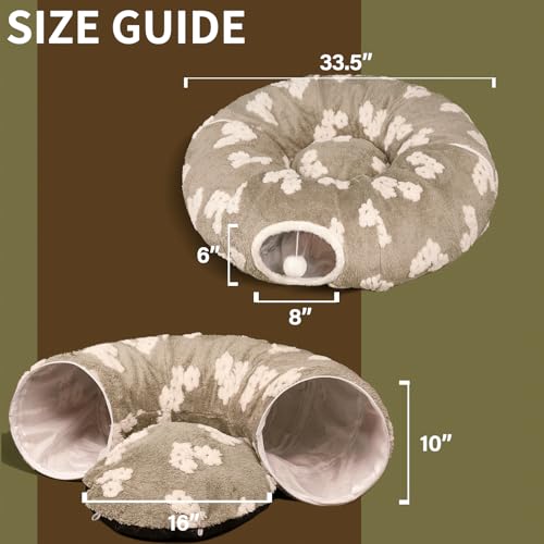 Pesen Cat Tunnel Bed with Soft Cushion for Indoor Cats and Kittens | Interactive Pet Toy Encourages Exploration, Supports Natural Instincts and Bonding for Cats, Small Dogs and Rabbits