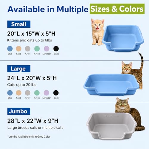 KittyGoHere Senior Cat Litter Box, Large with Jumbo Scoop, Little Boy Blue | Open Top Low Entrance Kitty Litter Box With Long-handle Jumbo Scoop, Lightweight Low Entry Litters Box, Durable, Made in USA - color: Little Boy Blue, size: Large with Scoop