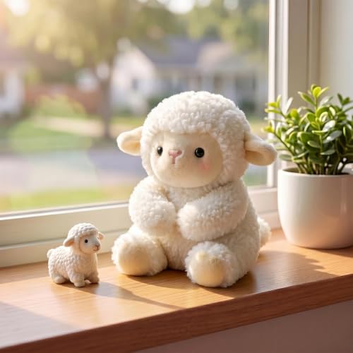 Ditucu Palm-Sized Sheep Stuffed Animals Cute Soft Lamb Plush Doll Small Plushies Toys Gifts for Kids White 6 inch - style: Sheep