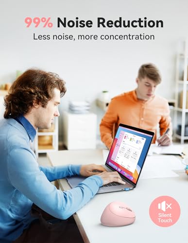 TECKNET Ergonomic Mouse, 4800 DPI Wireless Vertical Mouse, 5 Adjustable DPI Levels, 6 Buttons, 2.4G Silent Wireless Mouse for Laptop, PC, Chromebook - Pink - color: Pink