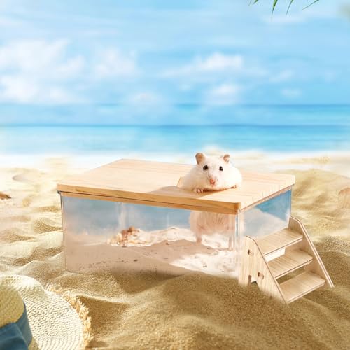 Hamster Sand Bath Box Container, Hamster Bath Sand Gerbil Sand Bath Hamster Dust Bath, Hamster Litter Box Chinchilla Dust Bath Hamster Accessories (Small Rectangle) - size: Small Rectangle
