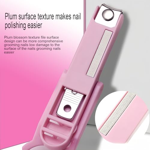 2.5X Magnifying Nail Clippers-Carbon Steel Blades,ABS Handle,Rust-Proof,Long Lasting-Includes Acrylic Nail Cutter,Scissors,Nail File, Toenail Clippers (Pink)