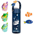 Elemental Water Bottles for Kids - Splash Kids Water Bottle for School with Fun Charm Handle - BPA Free Tritan Plastic Bottle with Straw Leak Proof When Spout is Closed - 18oz - Shark Friends - color: Shark Friends