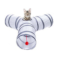 Cat Tunnel, Collapsible Tube with 1 Play Ball Toys, 3 Ways Tunnels for Indoor Cats, Puppy, Kitty, Kitten, Rabbit (White and Gray) - color: Y Shape White & Gray