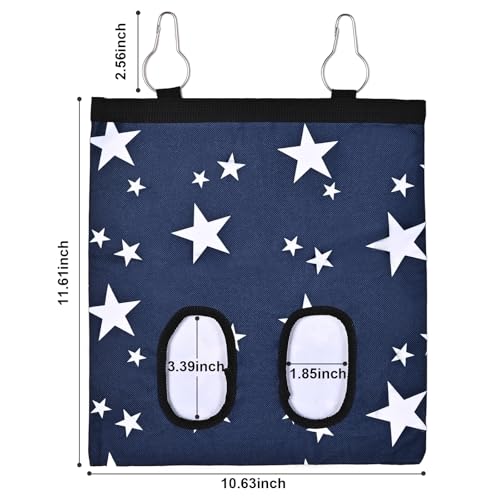Upgraded Rabbits Hay Feeder Bag for Bunny, Guinea Pigs, Chinchillas - Hanging Washable 2-Hole Hay Dispenser with 600D Oxford Fabric, Small Animal Cage Accessories （Blue Star and Blue Daisy） - color: Blue Star and Blue Daisy
