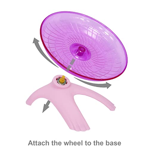 Hamster Flying Saucer Silent Running Exercise Wheel for Gerbil Rat Mouse Hedgehog Small Animals (Pink) - color: Pink