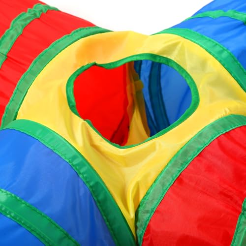 Pet Cat Tunnel, 4 Way Tunnels for Indoor Cats, Collapsible Pet Tunnel for Kitten, Puppy, Rabbit, 25cm-Wide Tunnels, Durable & Breathable, with Peek Hole Toy Ball - color: 4-way Junction Tunnel & Rainbow