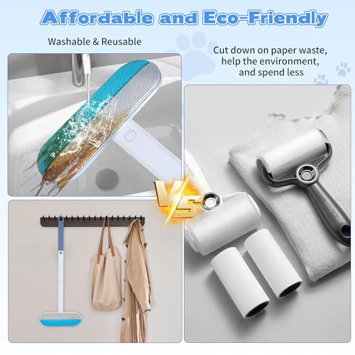 Pet Hair Remover for Furniture – 23.2Inch Reusable Dog & Cat Hair Removal Brush, Washable Lint Cleaner with Long Handle, 4-in-1 Pet Hair Remover for Couch, Carpet, Clothes & Bedding