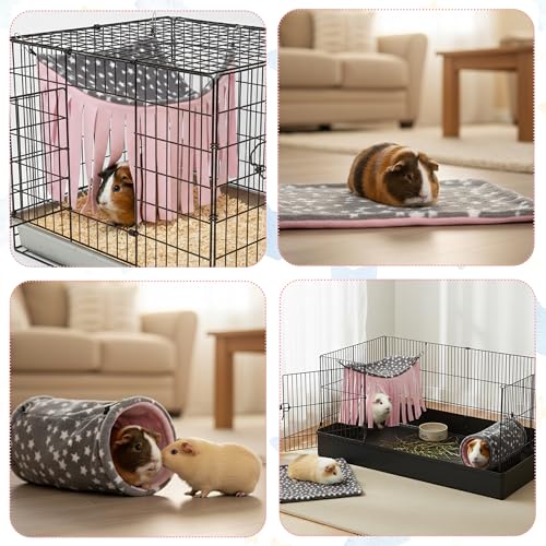 Guinea Pig Hideout, 3 Pack Tunnel Mat Corner Pet Cage Accessories | Soft Fleece Small Animal Hideaway Set Cage Accessories for Guinea Pig, Rabbit, Ferret, Chinchilla, Hedgehog - size: 3 pack