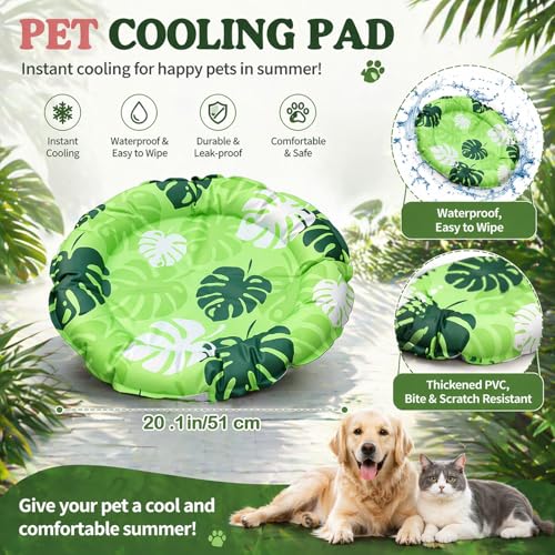 Drydiet Pet Cooling Mat for Cats & Small Dogs, Gel Pad, Washable, 20.1 in | No water or refrigeration needed; washable, scratch-resistant gel mat keeps cats and small dogs cool indoors or outdoors. - color: Green Plant