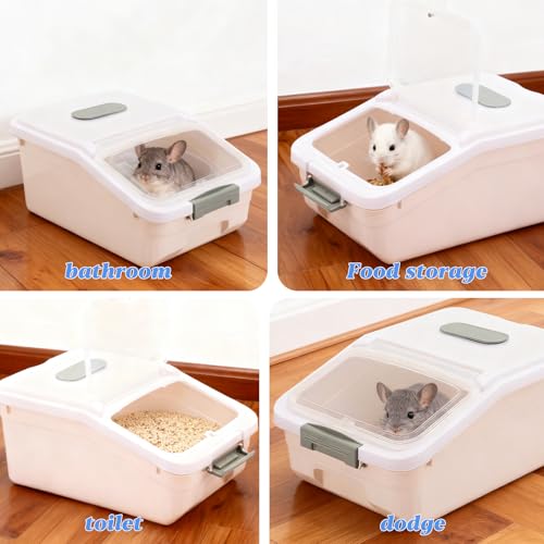 Large Chinchilla Sand Bath Container Kit Plastic Chinchilla Dust Bath Tub with Sand Cup and Sand Shovel Large Opening Clear Hamster Shower Room for Hedgehog Guinea Pig Squirrel Small Animals