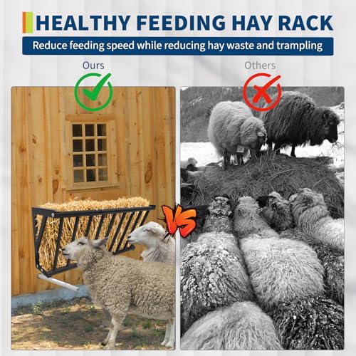 Garvee Hay Feeder for Horses, 40'' Long Hay Rack | with 25 Gallon Large Capacity, Heavy Duty Carbon Steel Wall Mounted Feeder Rack for Horses, Goats, Sheep in Stable and Farm - size: 40 inch