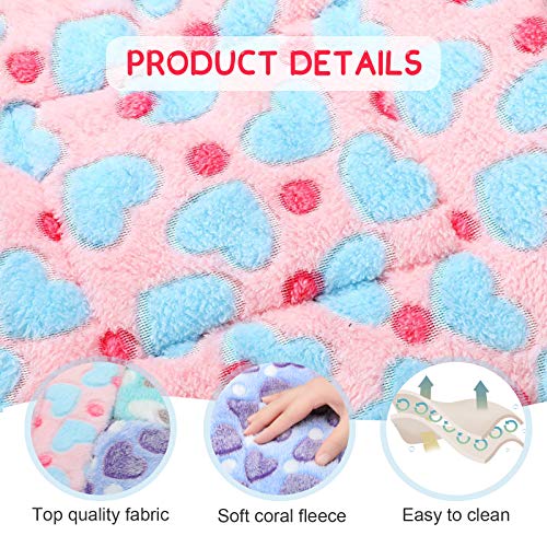 Jetec 3 Pcs Guinea Pig Beds, Fleece Small Animal Mats, Heart, Purple | 10 x 11 in Soft Double Sided Fleece Pad for Rabbit, Hamster, Chinchilla, Rat, Warm Hideout, Cozy Small Animal Cage Bed - color: Purple, size: Fleece, style: Heart