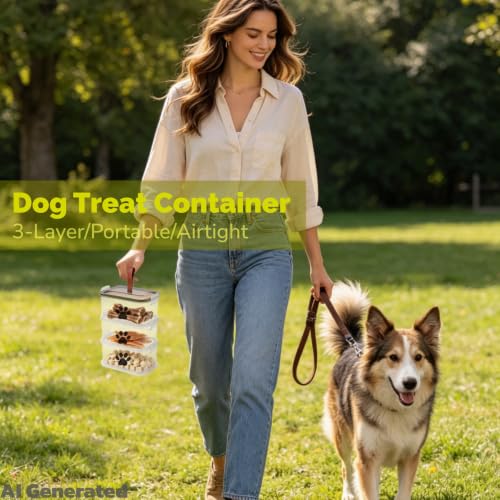 Portable Dog Treat Container,Dog Treat Jar,Travel Dog Food Container | Small Animal Food Container,Portable with Lanyard for Outdoor Walking,Camping,Travel,Easy To Carry
