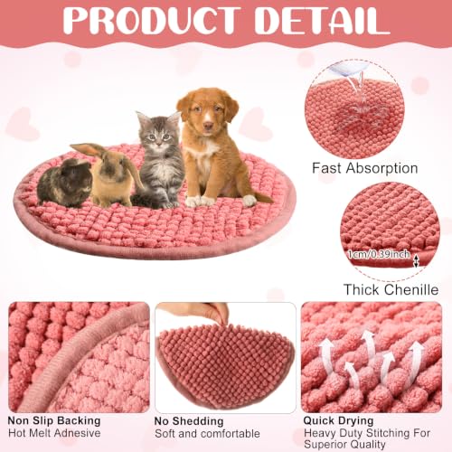 4 Pcs Guinea Pig Cage Liner 12 Inch Round Washable Chenille Pee Pads Pet Dog Cat Bedding Training Mat Reusable for Small Animals Puppy Bunny Hamster Chinchilla - color: Mixed Color, size: Diameter 12 Inch, style: Low Pile Chenille