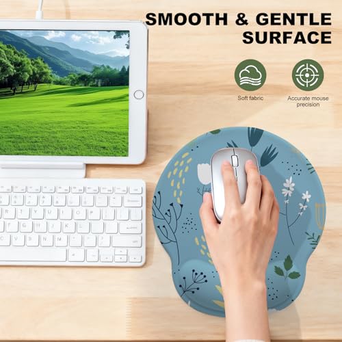 Flowers Mouse Pad with Gel Wrist Support, Smooth Surface Ergonomic Mouse pad, Non-Slip Pain Relief Desk Mat for Gaming, Work & Office Desktop 2 - color: Flowers 2