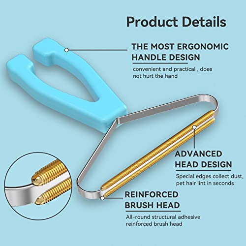 Pet Hair Remover Carpet Rake, Dog & Cat Hair Remover, Carpet Scraper | Pet Hair Removal Tool, Fabric Shaver, Lint Remover, Carpet Brush, Rugs, Couch, Furniture, Car, Pet Towers - color: Blue and Dark Blue