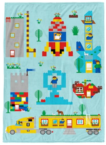Jay Franco Kids Plush Throw Blanket – Soft & Cozy Fleece Throw for Bedroom & Couch Décor, Official Licensed Product, Blue - LEGO®, 60x90 - Large Blanket - color: Blue - Lego, size: 60x90 - Large Blanket