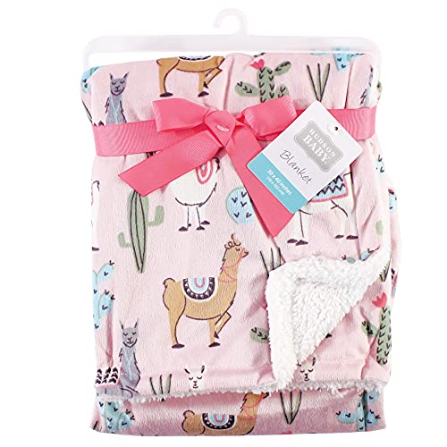 Hudson Baby Unisex Baby Plush Mink and Sherpa Blanket, Llama, One Size - color: Llama, size: One Size