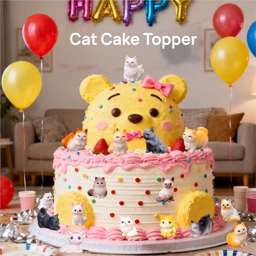 16Pcs Mini Resin Cat Figurines For Desk Decor Fairy Garden Cake Topper | Hand-Painted 1In Figurines In 16 Unique Breeds. Ideal For Desk Pet, Cake Toppers & Home Decor. Great Gift For Cat Lovers