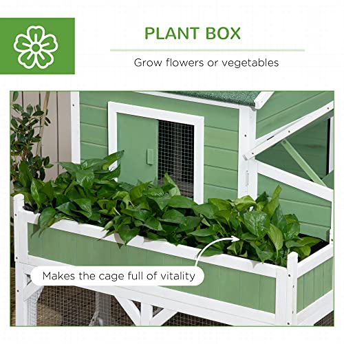 PawHut 49" Small Chicken Coop Hen House with Garden Space 2-4 Birds Green | Chicken House Outdoor Run Cage with Weather Protection
