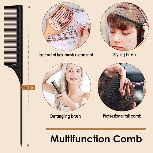 Sofmild Bamboo Hair Brush with Tail Comb, Purple Cushion Paddle Brush | Natural Wooden Hairbrush for Women Men Kids, 2 in 1 Comb Brush for Thick Curly Long Hair,Detangler Brush for Hair Growth - color: Purple