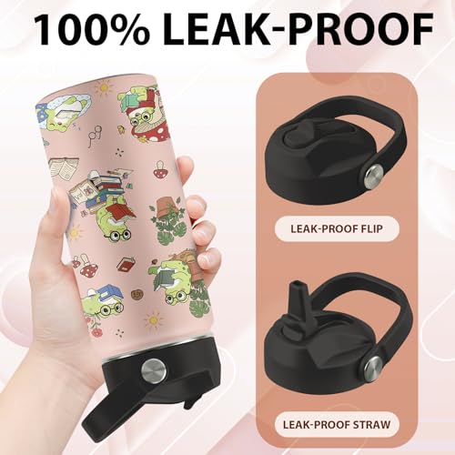 Frog Gifts for Boys Girls, 16 oz Water Bottle with Straw Lid | Frog Water Bottle, Stainless Steel Insulated Tumbler, Cute Frogs Cup, Frogs Themed Gifts - color: Frog