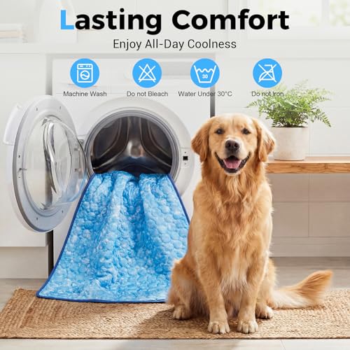 Dog Cooling Mat, Large Cooling Pad for Dogs Cats, Portable Self Cooling Dog Bed Cooling Blanket, 40" x 28" Washable Summer Pet Mat, Indoor Outdoor Green Pet Cooling Mat for Hot Summer - size: X-Large