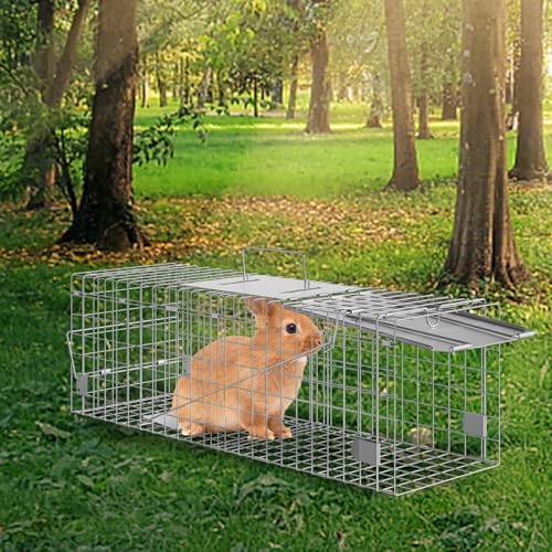 VEVOR Live Animal Cage, 24" x 8" x 8" Humane Cat Cage Galvanized Iron, Folding Animal Cage with Handle - size: 24" x 8" x 8"