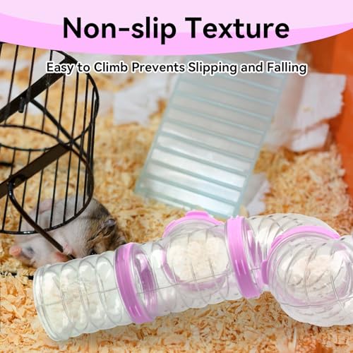 Plastic Hamster Tunnel, 8 Pack Hamster Tube Set DIY Assembled Sports Training Ferret Tube External Accessories Fun Small Animal Hiding Pipe Toy Syrian Dwarf Rat (Pink)