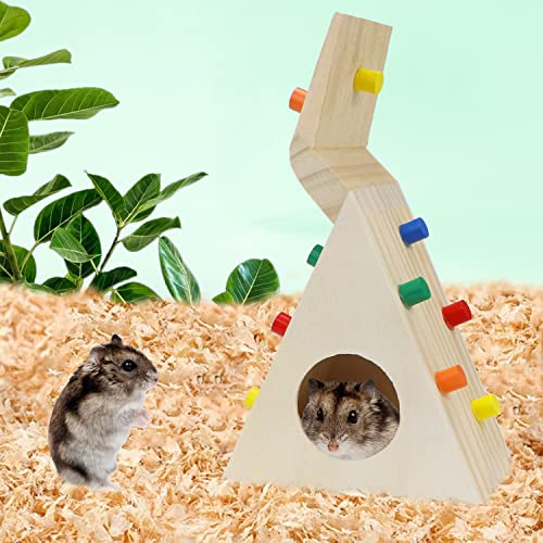 Litewoo Hamster Hut with Climbing Toy Wooden House for Pet Dwarf Hamster Gerbil Rat Small Animal