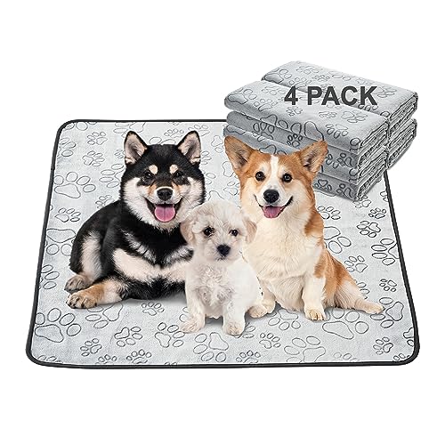 Reusable Puppy Pads, Washable Pee Pads, Leakproof 34"x 36" 4 Pack | High Absorbency Dog Training Pads, Wee Wee Pads With Waterproof Non-Slip Base For Indoor Potty, Crates, Playpen & Senior Dogs - size: 34x36(pack of 4)-Gray