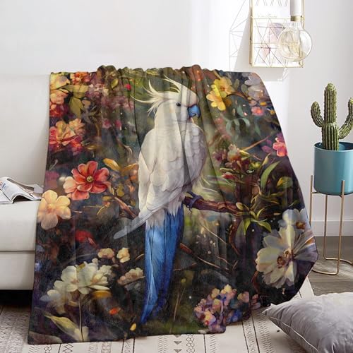Beautiful Bird Blanket Soft Cozy Flannel Throw Blanket for Men Women Adults Kids - Warm Yet Lightweight Blankets for Travel, Bed, Couch, Fuzzy Outdoor Comfort Wrap 60"×50" - color: Bird02, size: 60x50 Inch