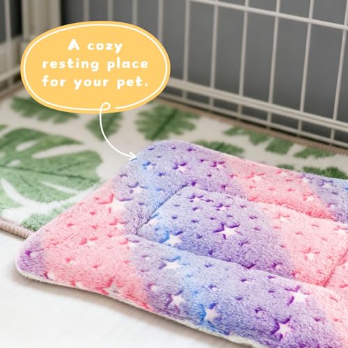 4-Pack Rabbit Bed, Fleece Washable Bunny Mat, 19"x13" | Soft Flannel Guinea Pig Cage Liner, Small Animal Bedding, Cozy Blanket for Ferret, Easy to Clean - size: 19x13 Inch