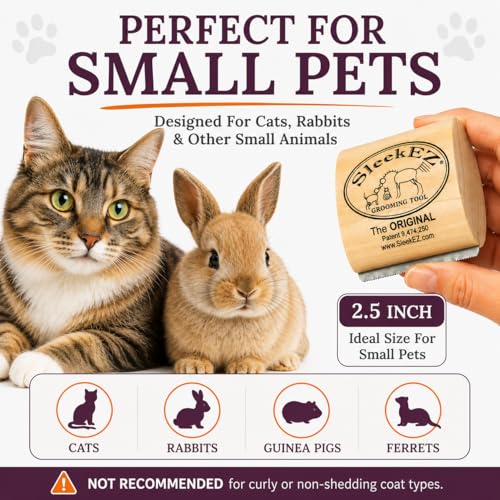 SleekEZ Cat Brush for Shedding - Deshedding Brush for Cats - Patented Grooming Tool for Removing Loose Fur, Undercoat & Hair - Made in USA - Works on Short, Medium & Long Coats - style: Cat Brush