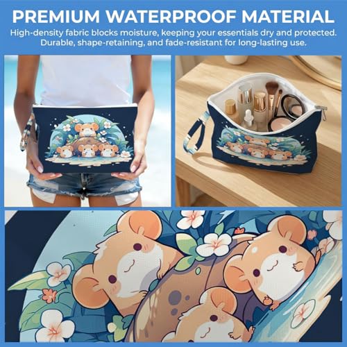 ENGVZ Wet Dry Bag, Waterproof Travel Pouch, Large Zipper Bag For Swimsuits, Diapers, Toiletries, Makeup, Women And Girls Cute Hamster Family In Tropical Flowers - color: Mouse