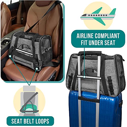 PetAmi Airline Approved Pet Carrier for Cats Small Dogs, Small Heather Gray | Soft Sided TSA Travel Bag, Sherpa Bed, Breathable Mesh Ventilation, Collapsible Bowl, Fits Under Seat, Up to 18 lbs - color: Heather Gray, size: Small - 17"L x 10.2"W x 11.2"H