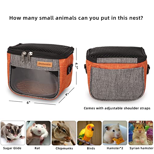 Small Pet Carrier Bag, Breathable & Portable – Small Animal Travel Bag with Detachable Strap Zipper for Sugar Glider, Hamster, Rat，Gerbils (Orange) - color: orange