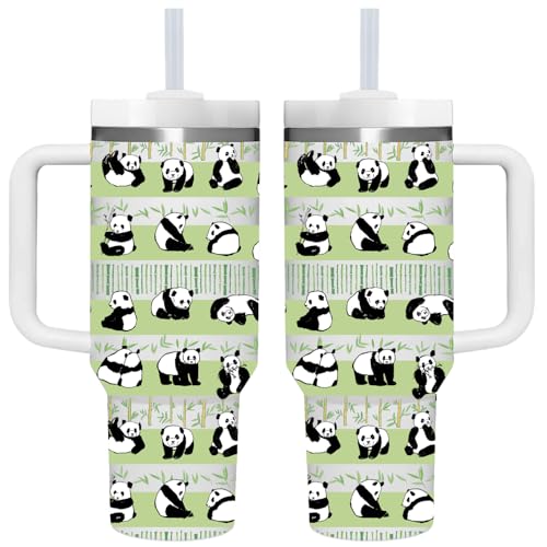 AMZUShome Panda Gifts.40oz Panda Tumbler with Handle.Panda Lover Cup Gift.Birthday Christmas Pandas Tumblers Gift for Women Men. - style: Panda