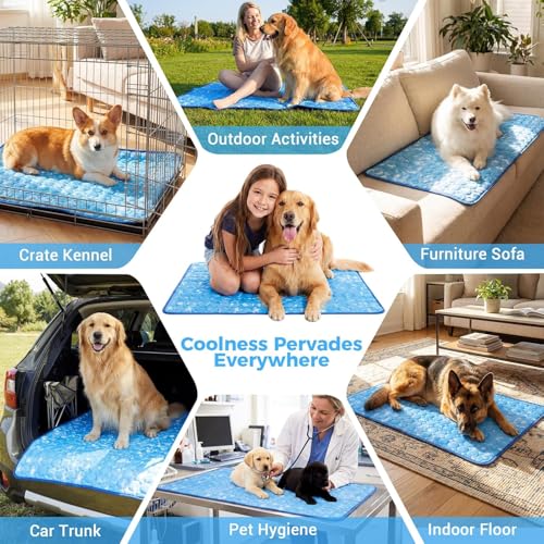 Dog Cooling Mat, Arc-Chill Cooling Fiber Self-Cooling Pad for Dogs - Washable Non-Toxic Summer Pet Mat, Non-Slip Foldable Portable Soft Pad for Indoor Outdoor/Kennel Sofa Bed Floor Car (Medium) - size: Medium