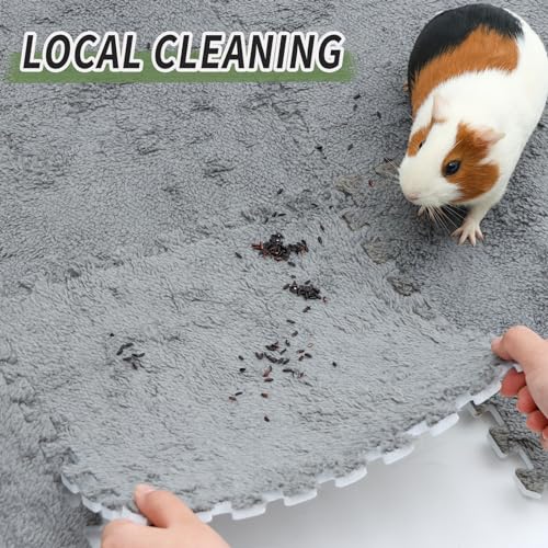 10Pcs 11” x 11” Guinea Pig Pads Washable, Reusable Guinea Pig Fleece Cage Liners, Soft Warm Rabbit Sleep Mat Blanket Bed (Grey) - color: Grey X 10