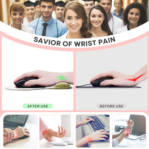 JIKIOU Ergonomic Mouse Pad with Gel Wrist Rest 2 Pack, Portable Small Rose | Upgraded-Prevent Gel Leakage, Ergonomic Design for Pain Relief, Cooling Gel filled, Smooth Lycra Surface, Non-Slip PU Base - color: 04Rose