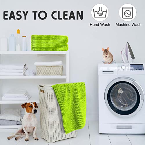 4 Pcs Guinea Pig Cage Liner 16 x 24 Inch Washable Chenille Pee Pads Pet Dog Cat Bedding Training Mat Reusable for Small Animals Puppy Bunny Hamster Chinchilla - color: Green, size: 16 x 24 Inch, style: Low Pile Chenille