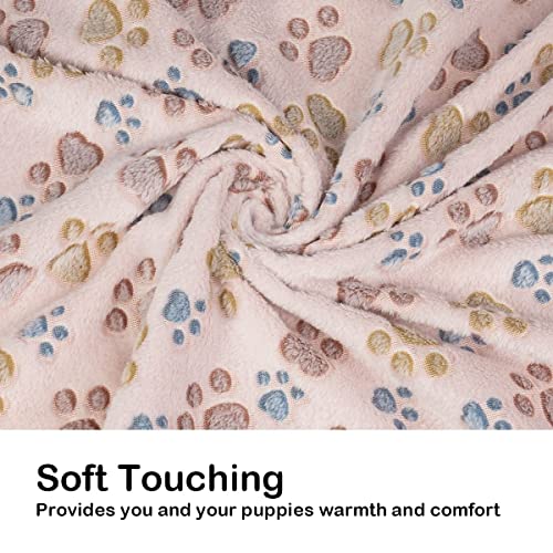 Dono 1 Pack 3 Dog Blankets, Soft Fluffy Fleece Pet Blanket Warm Sleep Mat Paw Print Design Puppy Kitten Throw Blankets Doggy Blanket for Dogs - color: Nude/Gray/Blue, size: Small(23*16")
