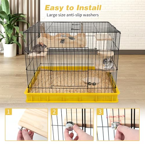 Rypet Wood Chinchilla Ledges and Platforms Set | Chinchilla Wooden Ledges, Pine Wood Cage Accessories, Hideout for Sugar Gliders Rats Squirrel